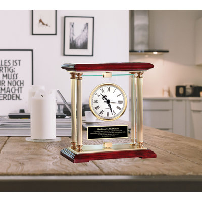 Analog Stainless Steel Quartz Movement / Crystal Tabletop Clock in Gold