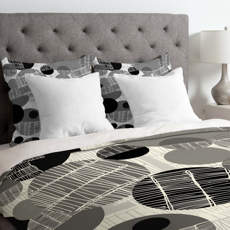 Housse de couette légère texturée geo, Très grand, Noir et blanc