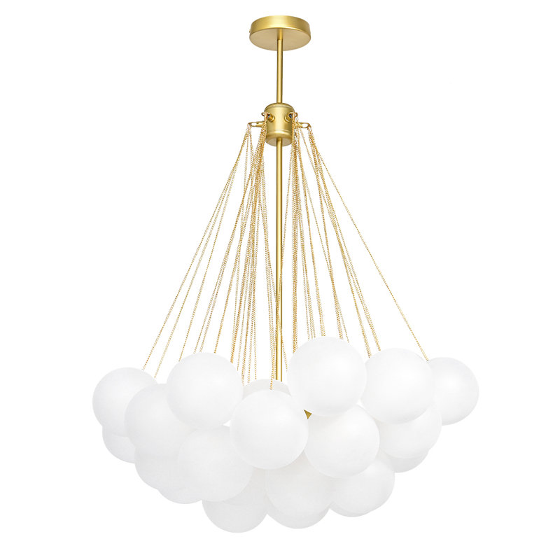 Aniston 3-Light Glass Globe Bubble Chandelier, Gold, 98cm H x 80cm W x 80cm D