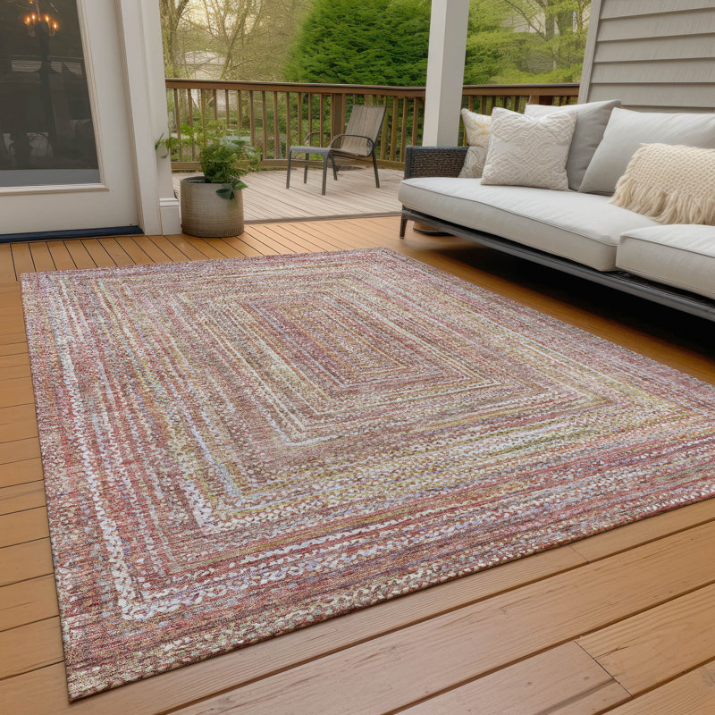 Tapis paprika Xhevrie intérieur / extérieur lavable à la machine, Rectangle 2 pi 6 po x 3 pi 10 po