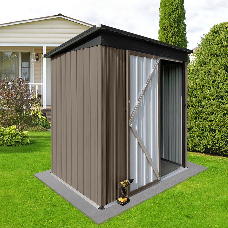 Abri de jardin en métal 5 pi x 4 pi brun + noir