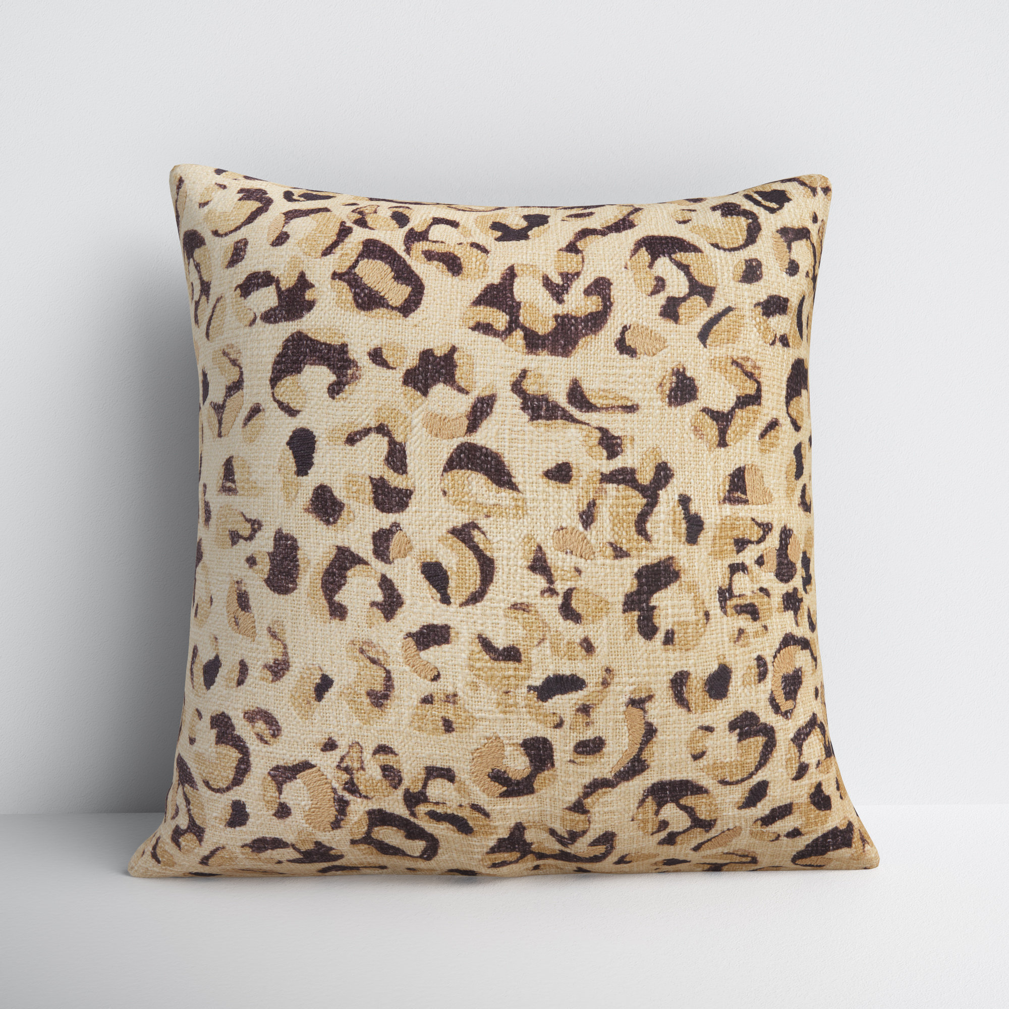 Fuchsia Embroidered Cheetah Throw Pillow Cover