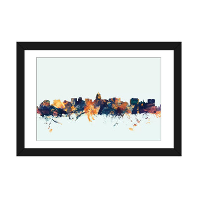 Série d’horizons : madison, wisconsin, états-unis, impression sur toile tendue en bleu