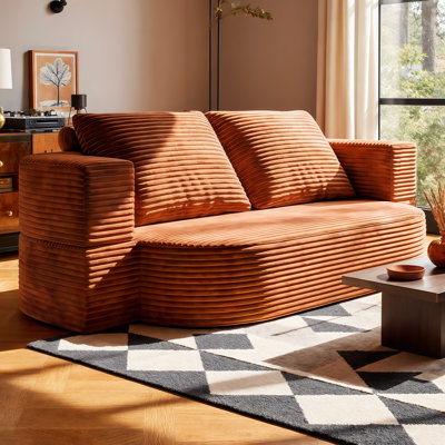 Ultimate 2-in-1 Convertible Curved Floor Sofa Sleeper - Plush Corduroy, Space-Saving Design, No Assembly, For Small Living Spaces and Guest Comfort