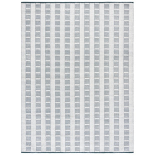 Vermont 951 Flatweave Wool/Cotton Geometric Rug in Green/Ivory