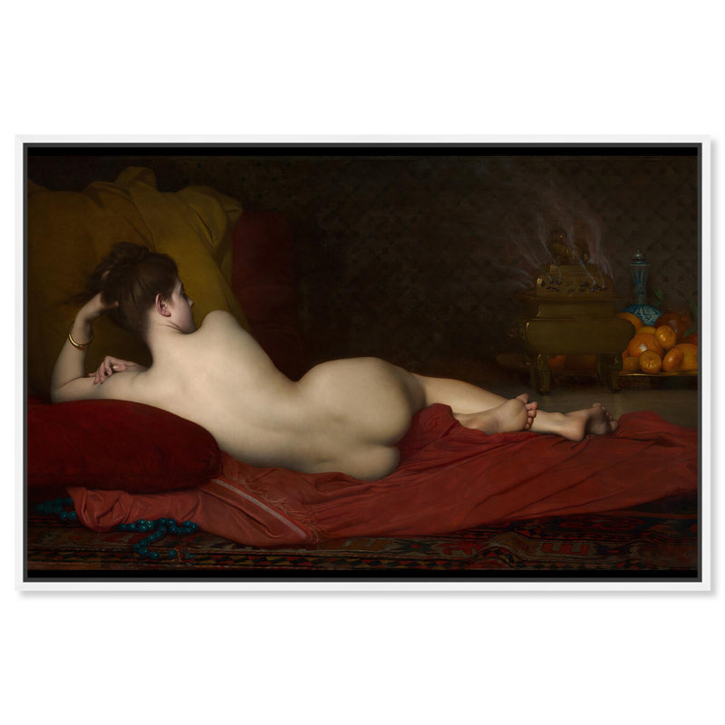 «Lefebvre Odalisque Canvas Vintage Portraits» par Art Remedy, H 17 po x l 25 po, Cadre flottant blanc