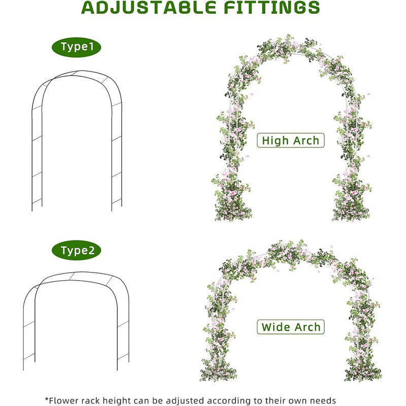 Arche de mariage blanche en métal 7,8 pi
