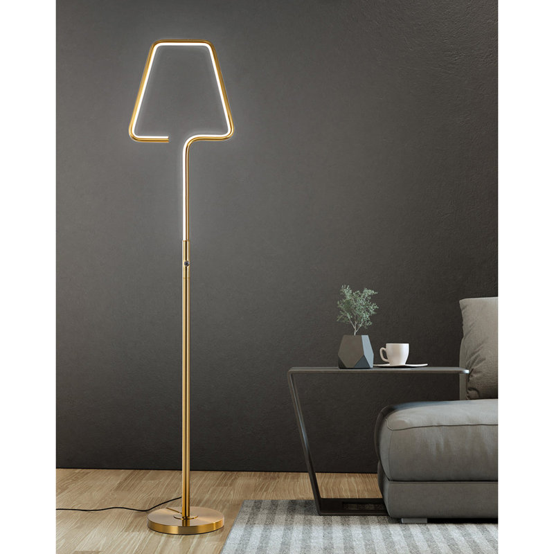 Lampe DEL sur pied 63 po Jakaylon, Laiton brossé