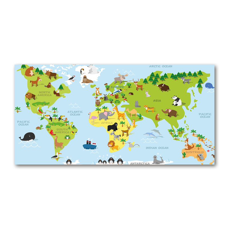 Map Of Animals - Wrapped Canvas Print
