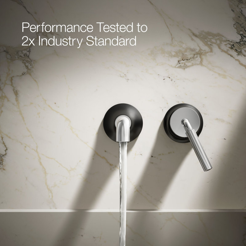 Tone Wall-Mount Single-Handle Bathroom Sink Faucet, Polished Chrome/Matte Black