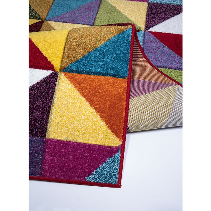 Multi Colour Geometric Area Rug, Rectangle 80 x 150cm