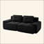 Canapé modulaire moderne en forme de L pour le salon, tissu en velours côtelé, canapé 2 places avec assise profonde, passepoil perlé, conception capitonnée, sans assemblage, conception antidérapante-121226984