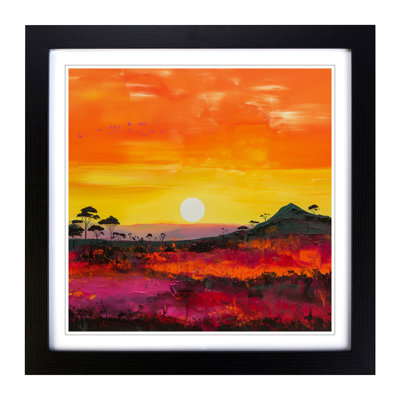 Japanese Sunset Colour Field Painting No.4 - Single Picture Frame Print on Wood