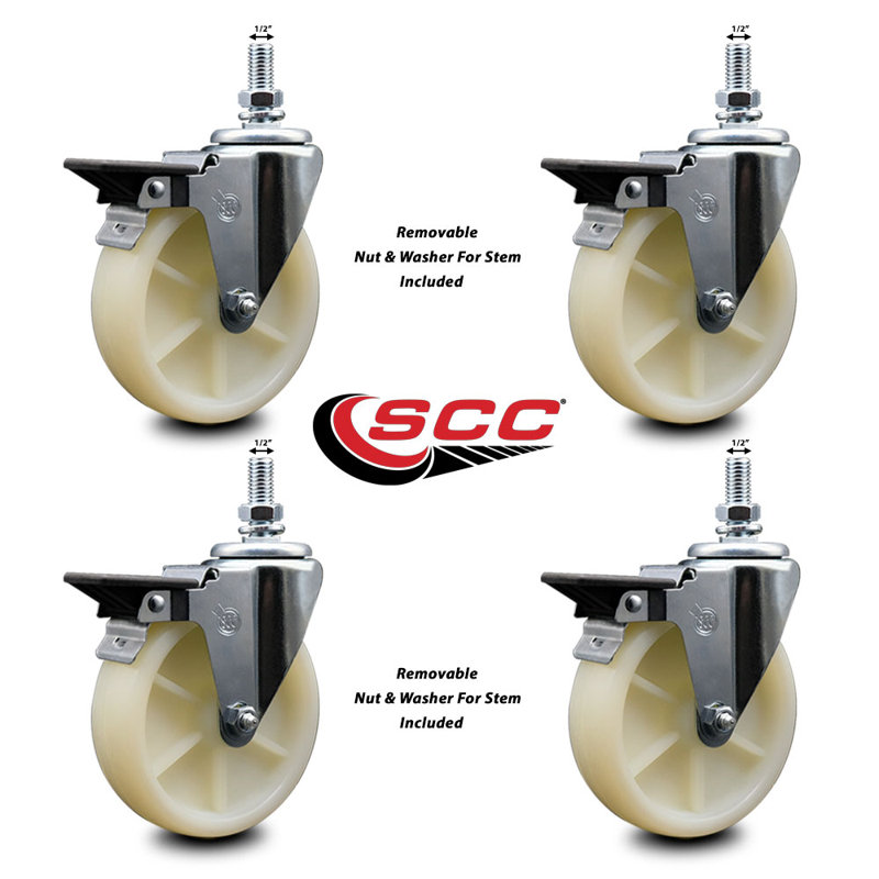 ½ Inch Threaded Stem Caster with Brake