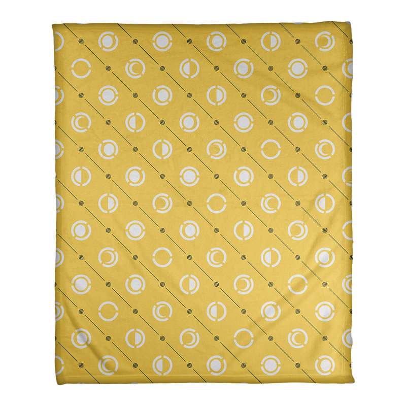 Couverture polaire moon phases, l 60 po x L 80 po, Jaune / Noir