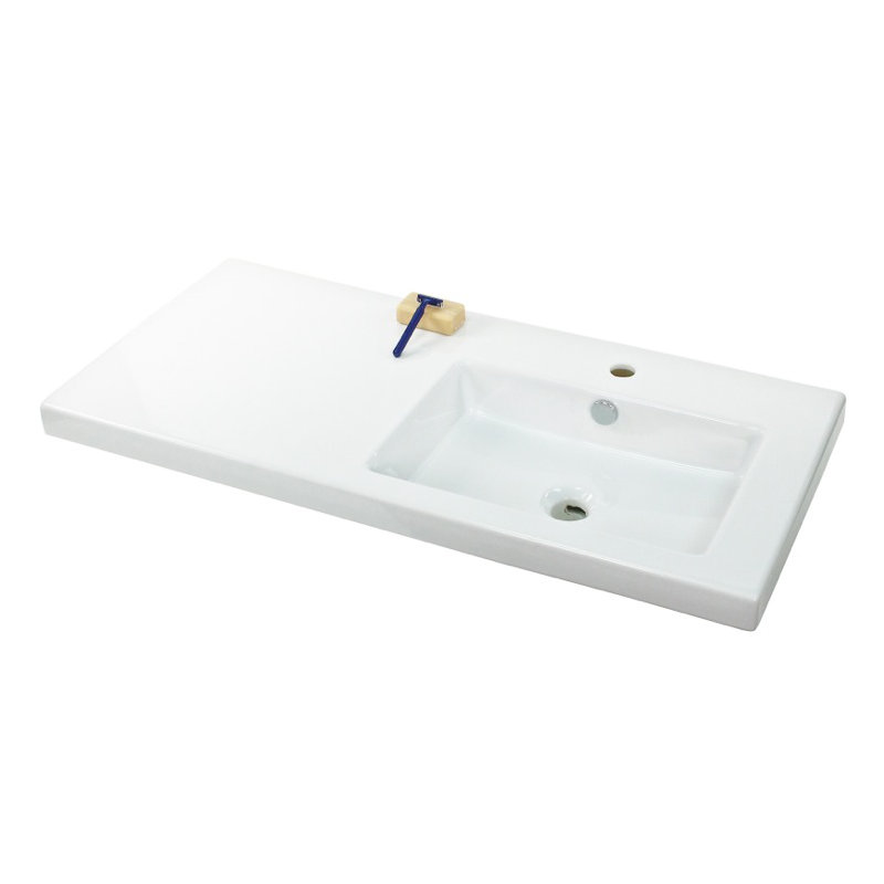 Ceramica Tecla By Nameeks Condal 17.72'' Glossy White Vitreous China Rectangular Bathroom Sink with Overflow, Single Hole