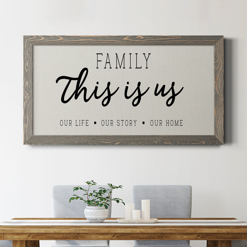 Our Life Our Story Our Home - Peinture sur toile encadrée, Gris