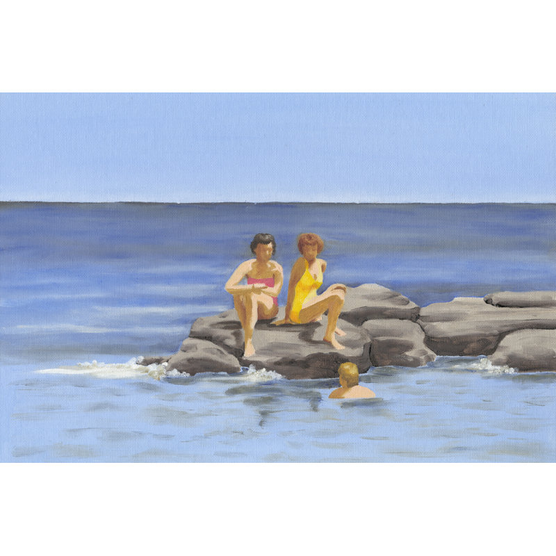 «Beach Scene II», peinture sur toile, H 8 po x l 12 po