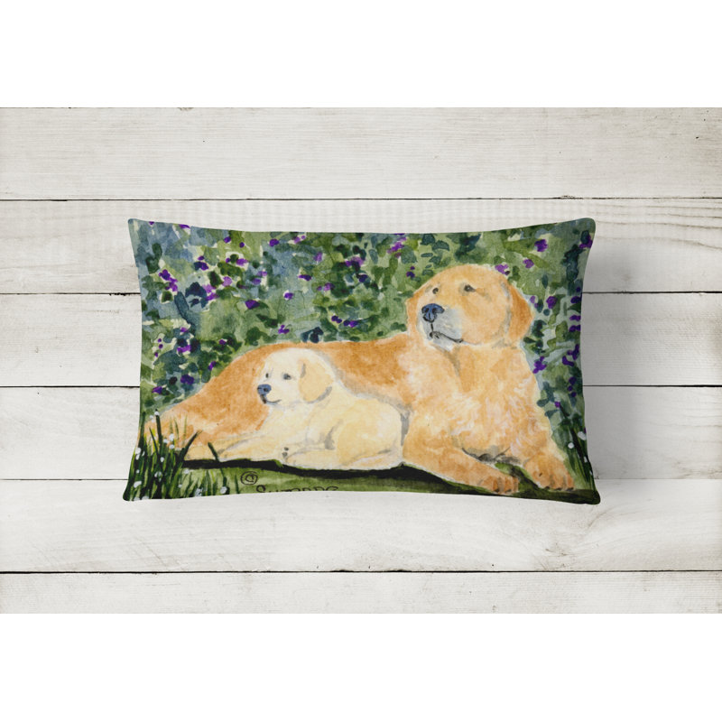 Golden Retriever Outdoor Reversible Throw Pillow