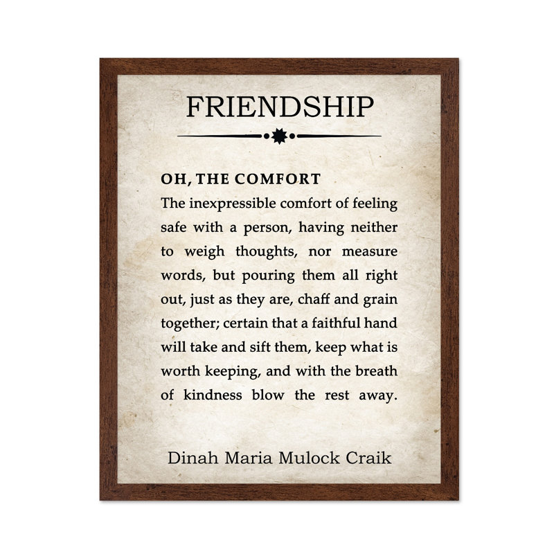 Friendship Quote, Poster, 24"H x 32"W, Brown Framed
