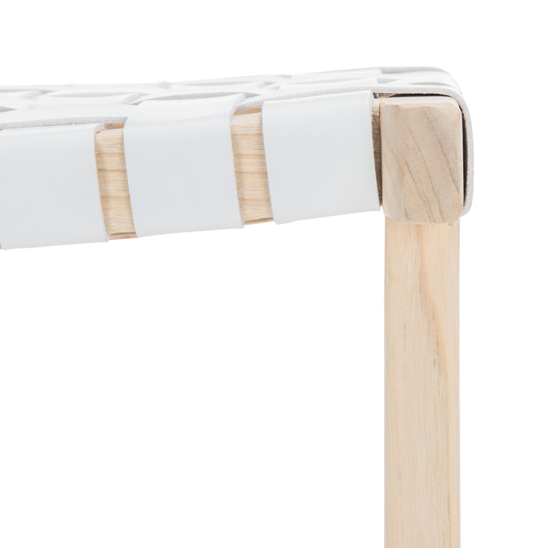 Alston Counter Stool with Solid Wood Frame, Counter Stool (26.77” Seat Height), Light Natural, White