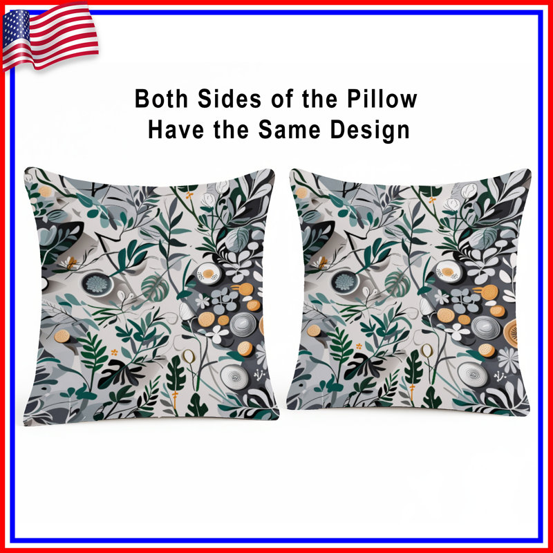 Coussin Botanical, 18 x 18 inches