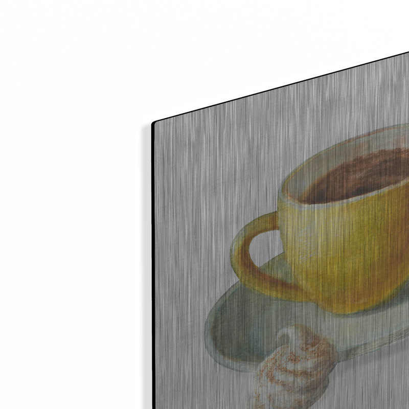  «Wake Me Up Coffee 4 Linen» par Danhui Nai, art mural en métal, H 12 po x l 12 po