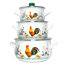 Casserole de coq en émail de style campagnard traditionnel avec couvercle en verre-86134097