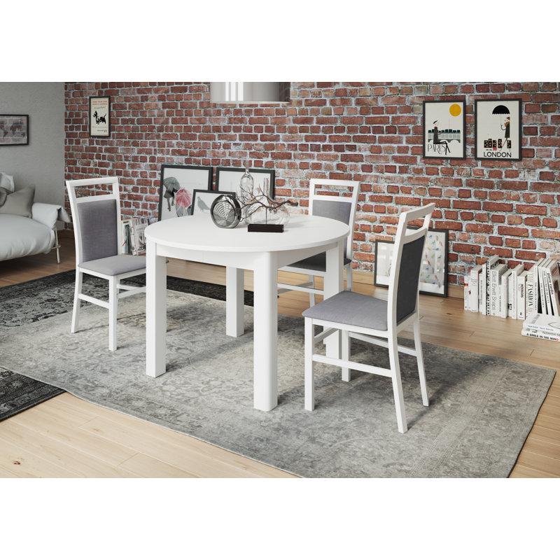 Myriame Round Dining Table 110-160cm L x 110cm W, White