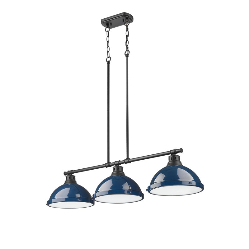 Laramy 3-Light Linear Pendant, Matte Black, Matte Navy