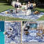Tapis de camping portatif extérieur - réversible à motif floral bleu et blanc, fibres de polypropylène rapides, bordure, en polypropylène 310G / M,