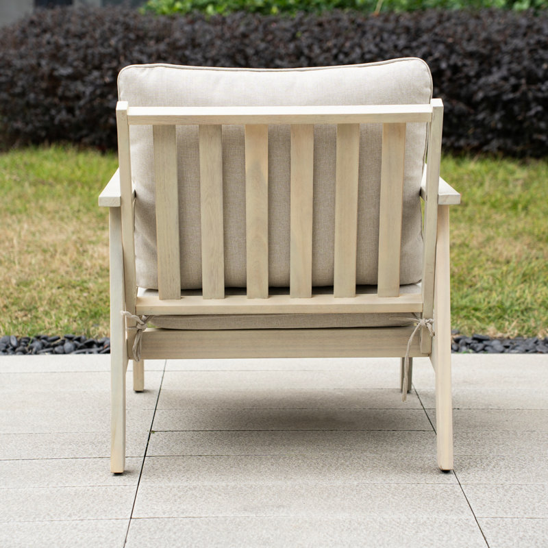 Solara Acacia Wood Outdoor Armchairs Set Of 2 With Rope Detailing And Cushions