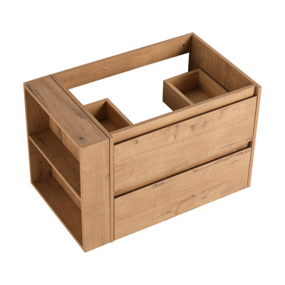 Meuble-lavabo mural 30 po avec tiroir à fermeture en douceur, imitation chêne moderne