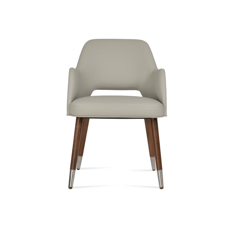 Chaise avec accoudoirs Marash, Noyer, Gris clair