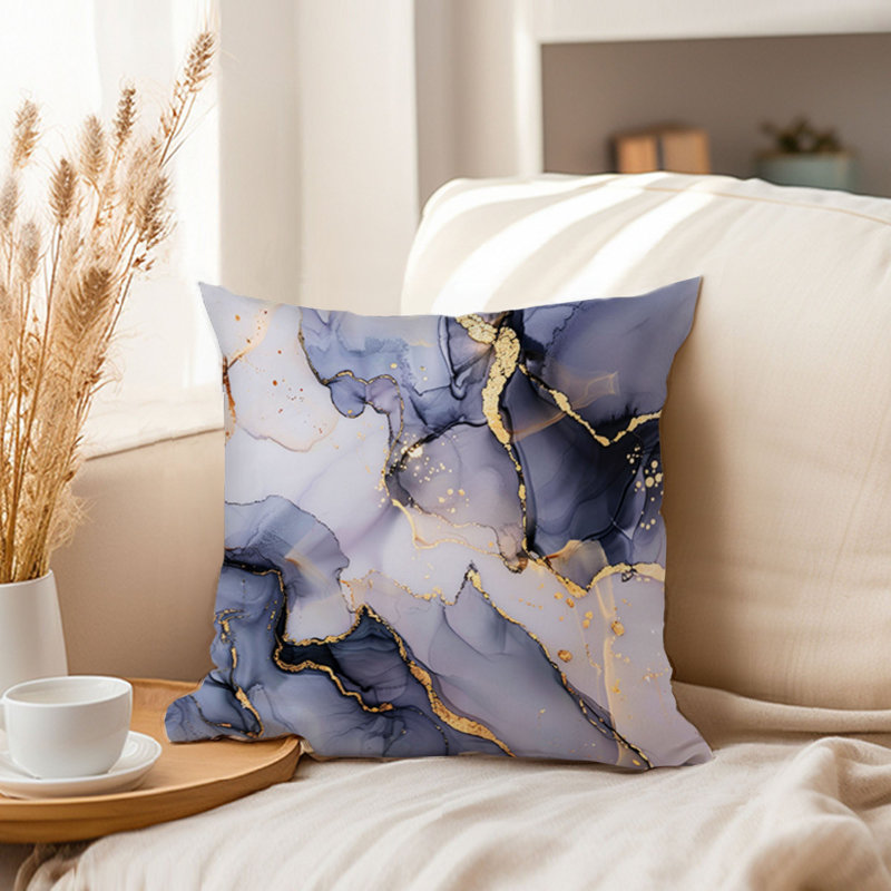 Abstract Geode Marble Symphony IV Modern Throw Pillow Cover, 16"H x 16"W