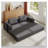 Corduroy Convertible Sleeper Sofa Bed with Cylindrical Pillow-1720162
