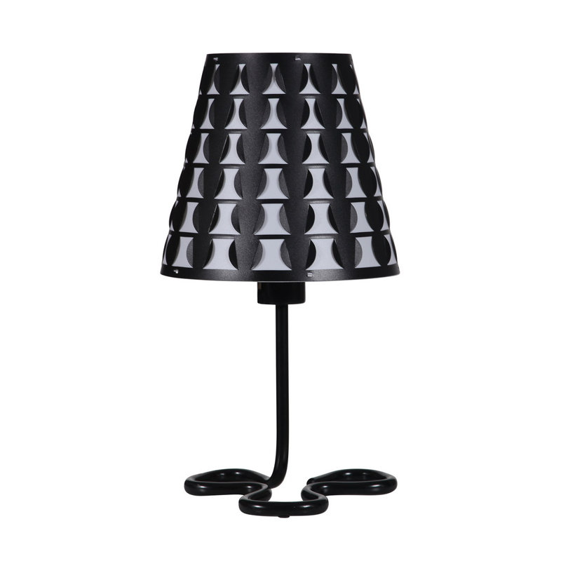 16" Traci Black Geometric Metal Table Lamp