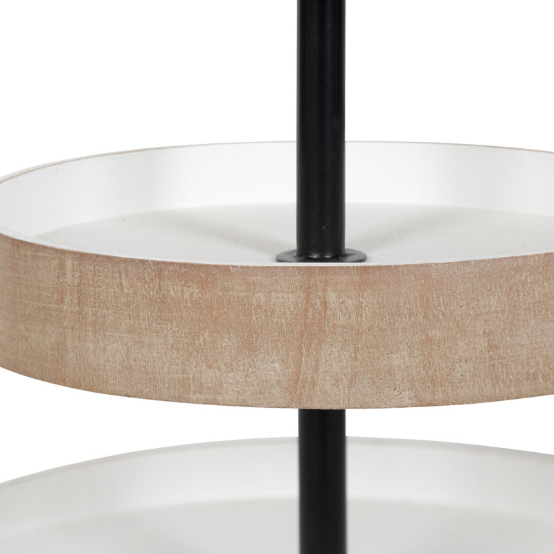 Wood Tiered Stand, Rustic Brown/White