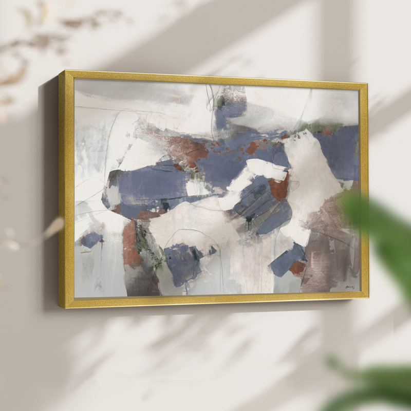 Blue Abstract -Framed Print - Restickable, 8" H x 10" W, Gold