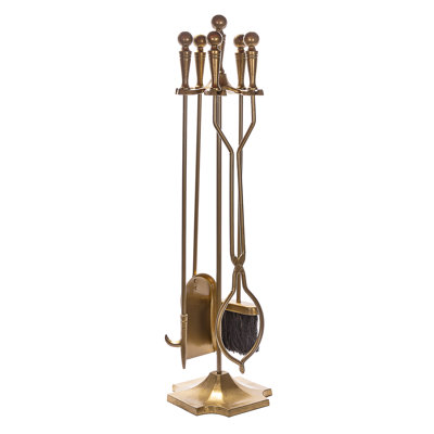5 pc fireset with ball handles and pedestal base