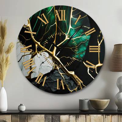 Horloge murale abstraite Geode Gold II - Marbre