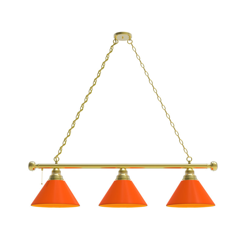 Luminaire suspendu 3 lumières pour table de billard, Orange, Laiton
