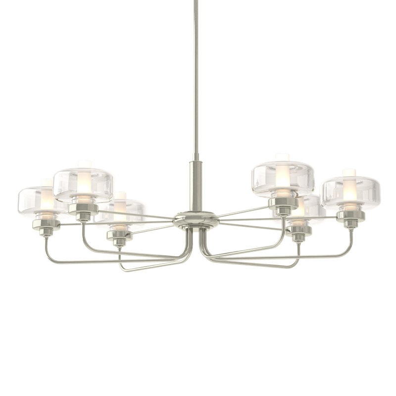 Nola 6 - Light Unique/Statement Classic/Traditional Chandelier, Sterling, Clear Glass, 18.3" - 60.3"