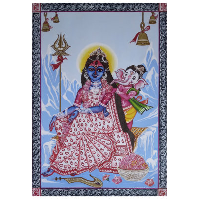Kailash Swamini - Parvati And Ganesha | Acrylic On Paper | By Subhankar Pramanik