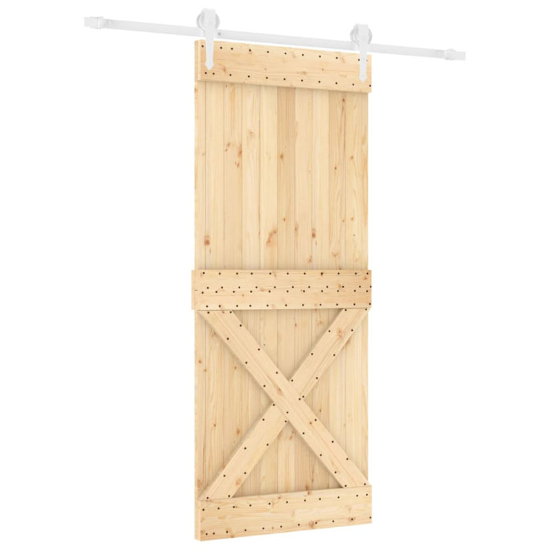 Porte coulissante avec quincaillerie Vidaxl, Blanc/naturel, 35,4 po x 82,7 po