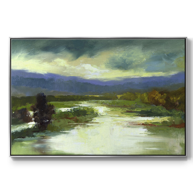 Mountain Meadow, peinture sur toile encadrée, Encadrement argenté, H 27 po x l 41 po x P 2 po
