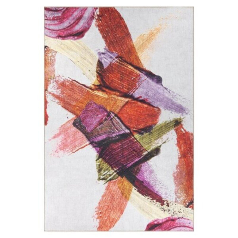 Luxurious Machine Washable Area Rug, 4.9 x 7.5 Feet, 100% Polyester, 1850 g/m², Pile Height: 0.2 inches | Eco-Friendly Recycled Poly Cotton Backing | Perfect for Living Room & Bedroom, Soft and Durable Design