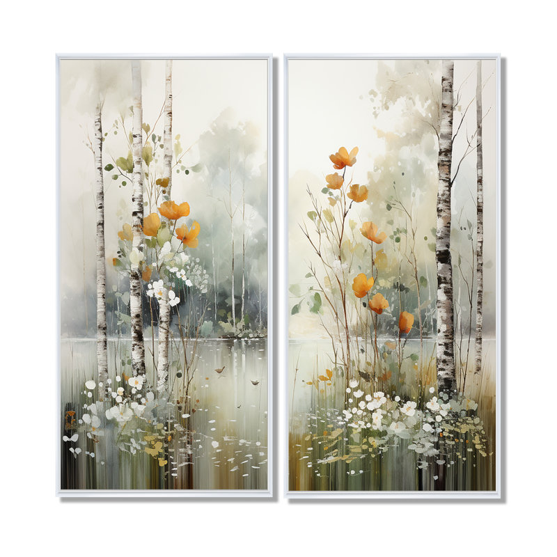 Ensemble de 2 décorations murales Minimalisme, H 40 po x l 40 po, Reproduction encadrée sans passe-partout, Blanc