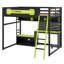 Lit mezzanine en bois avec bureau-628921771