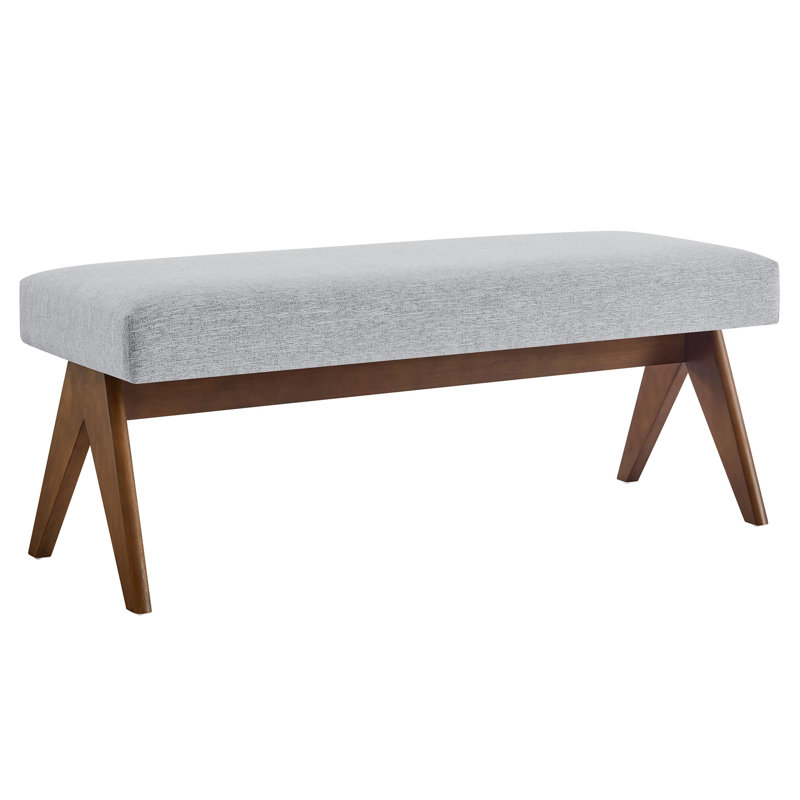 Lyra Fabric Upholstered Bench, Light Gray, 18.50"H x 47"W x 18"D